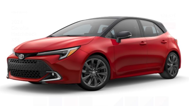 2024 Toyota Corolla Hatchback Finish Line Red With Midnight Black Metallic Roof Color